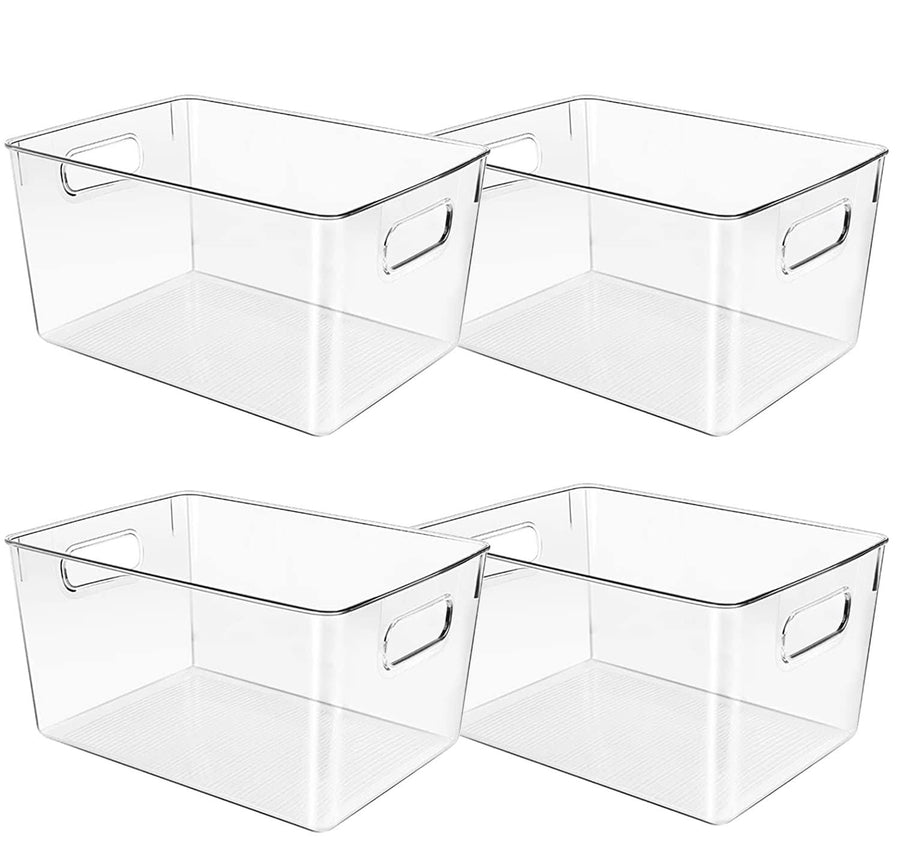 Control Kitchen Clear Plastic Storage Bins, Perfect for Kitchen Organization or Pantry Organization and Storage, Fridge Organizer Plastic Bins, Pantry Organization