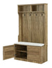 Entryway Hall Tree with Storage Bench, Wooden Coat Rack with Sponge Pad and 4 Dual Hooks, Storage Shelf Organizer with 2 - Door Cabinet for Entryway, Bedroom, Easy to Assemble