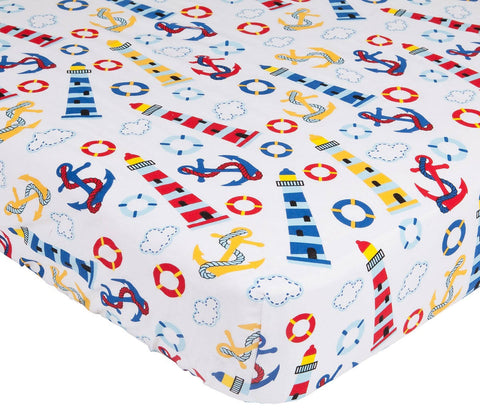 Mellanni Toddler 3 Piece Set Light-House - Includes Fitted Sheet, 2 Pillowcases Standard and Toddler - Fits Baby Crib Too - Super Soft Kids Bedding