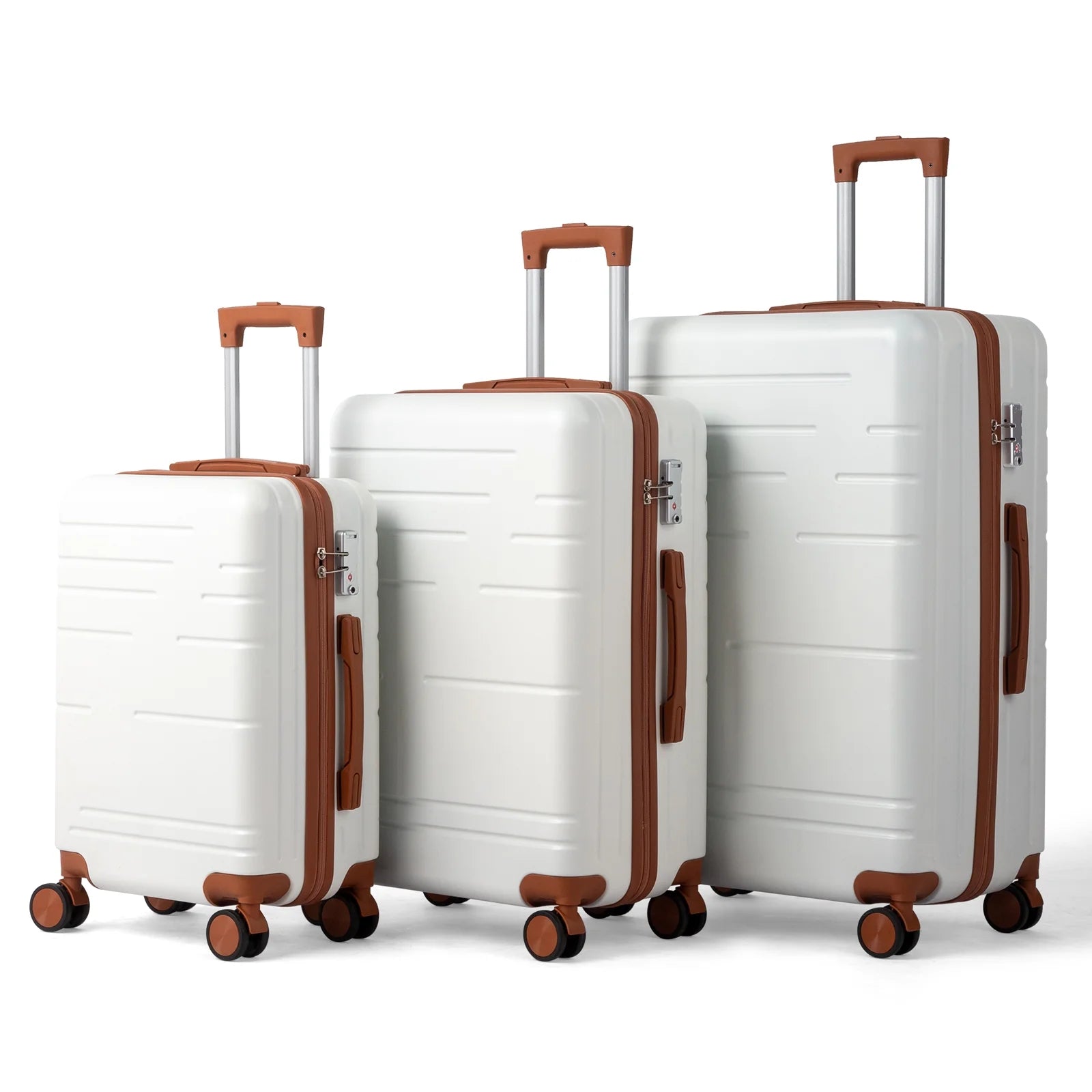 Zimtown Luggage 3 Piece Set Suitcase ABS Hardside Lightweight with TSA Lock Spinner Wheels, Beige
