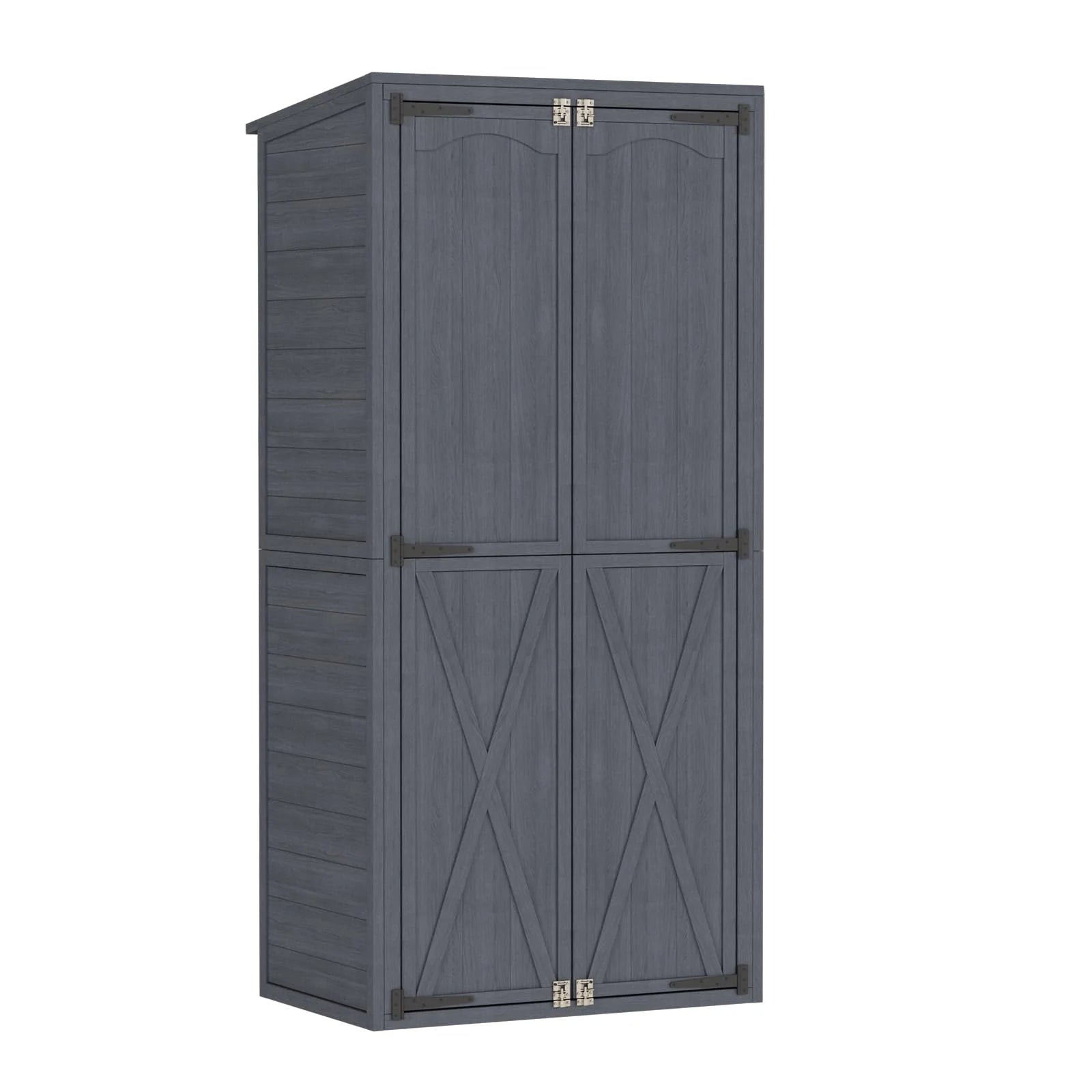 AECOJOY Outdoor Wooden Storage Cabinet Weatherproof, Garden Vertical Storage Shed with 3 Adjustable Shelves