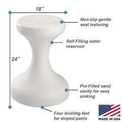 Dunn - Rite Products Made in USA Submersible Swim up Pool Stools for Underwater Use, Bar Stool for Inside Pool and Patio Deck Seating, 24 in (1 Stool)
