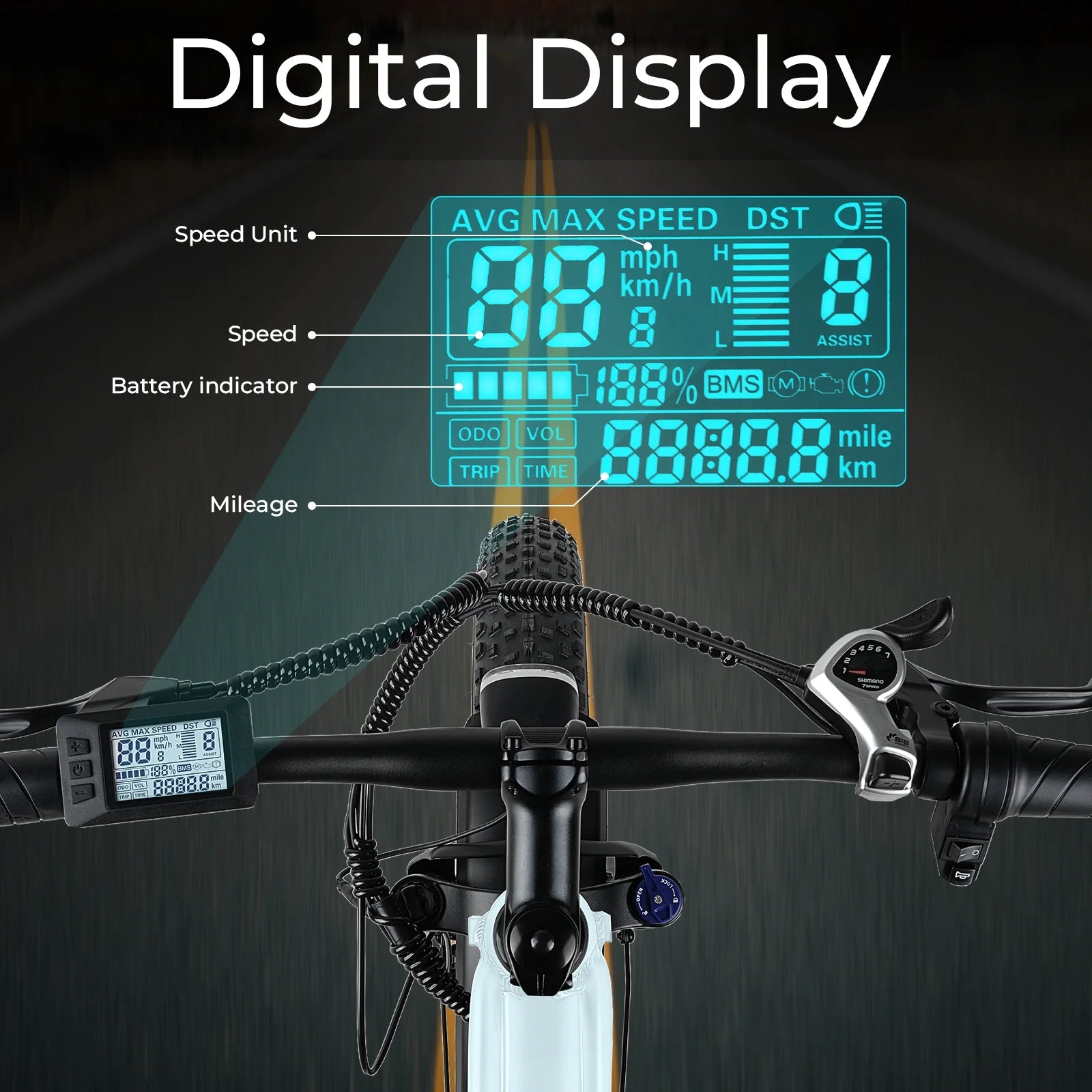 ANCHEER Electric Bike for Adults Peak 1000W Electric Bicycle 48V 15AH Battery Electric Bike 26" x 4.0" Fat Tire Mountain 28MPH 7 Speed Gears Electric Bike, Rear Rack, UL2849
