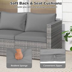 Tangkula Outdoor Patio 3 Seat Sofa Set | PE Rattan Modular Cushioned Sectional Couch Furniture Set