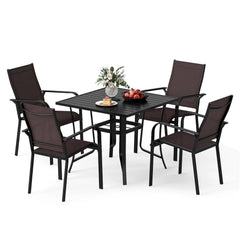 Tangkula 5 Pieces Patio Dining Set for 4 with Umbrella Hole
