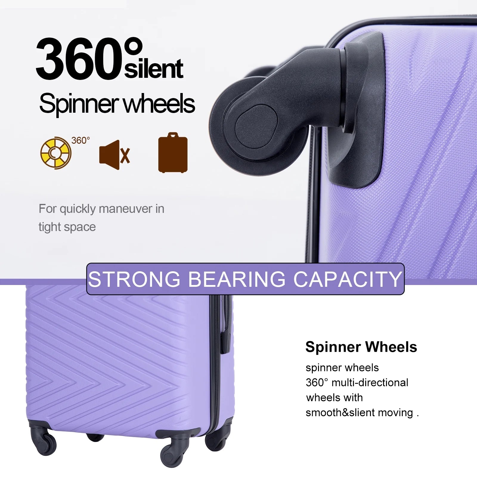 Travelhouse 4 Piece Hardshell Luggage Set Hardside Lightweight Suitcase with TSA Lock Spinner Wheels.(Blue)