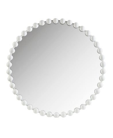 36" Marlowe Beaded Round Wall Mirror White - Madison Park