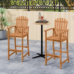 Tangkula Tall Adirondack Chair | Outdoor Acacia Wood Bar Stool with Back