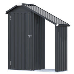 AECOJOY Outdoor Storage Cabinet Waterproof with Shelves and Lean to Open-Sided Firewood Racks
