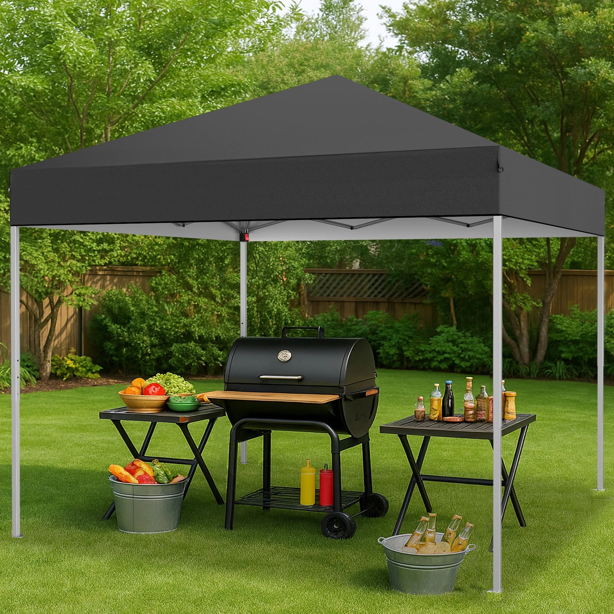 GVDV Canopy Tent, 10x10 Ft Easy Pop up Outdoor Canopy Tent, Portable Straight Leg Gazebo Instant Canopy, Blue