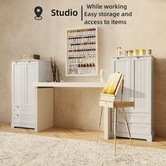 Aiho Storage Cabinet with 2 Doors & 2 Drawer, Pantry Cabinet for Kitchen, Studio, Living Room - White