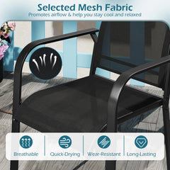 Tangkula Patio Dining Chairs | Stackable Outdoor Armchairs with Metal Frame
