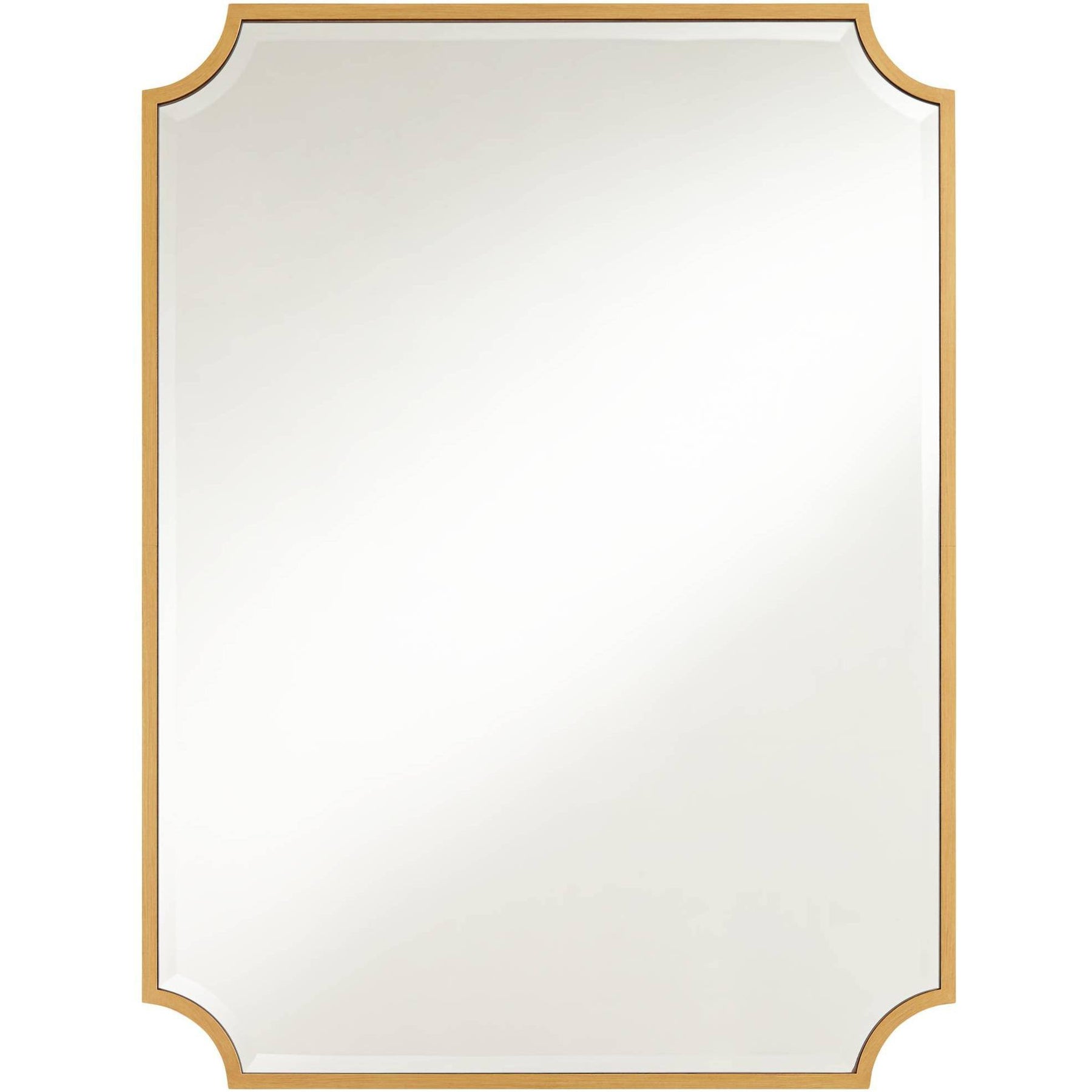 Noble Park Jacinda Rectangular Vanity Decorative Wall Mirror Modern Beveled Rounded Cut Edge Gold Frame 30" Wide for Bathroom Bedroom Living Room