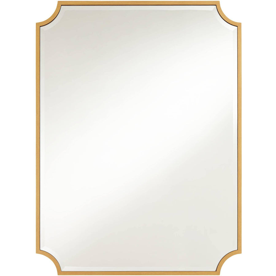 Noble Park Jacinda Rectangular Vanity Decorative Wall Mirror Modern Beveled Rounded Cut Edge Gold Frame 30" Wide for Bathroom Bedroom Living Room