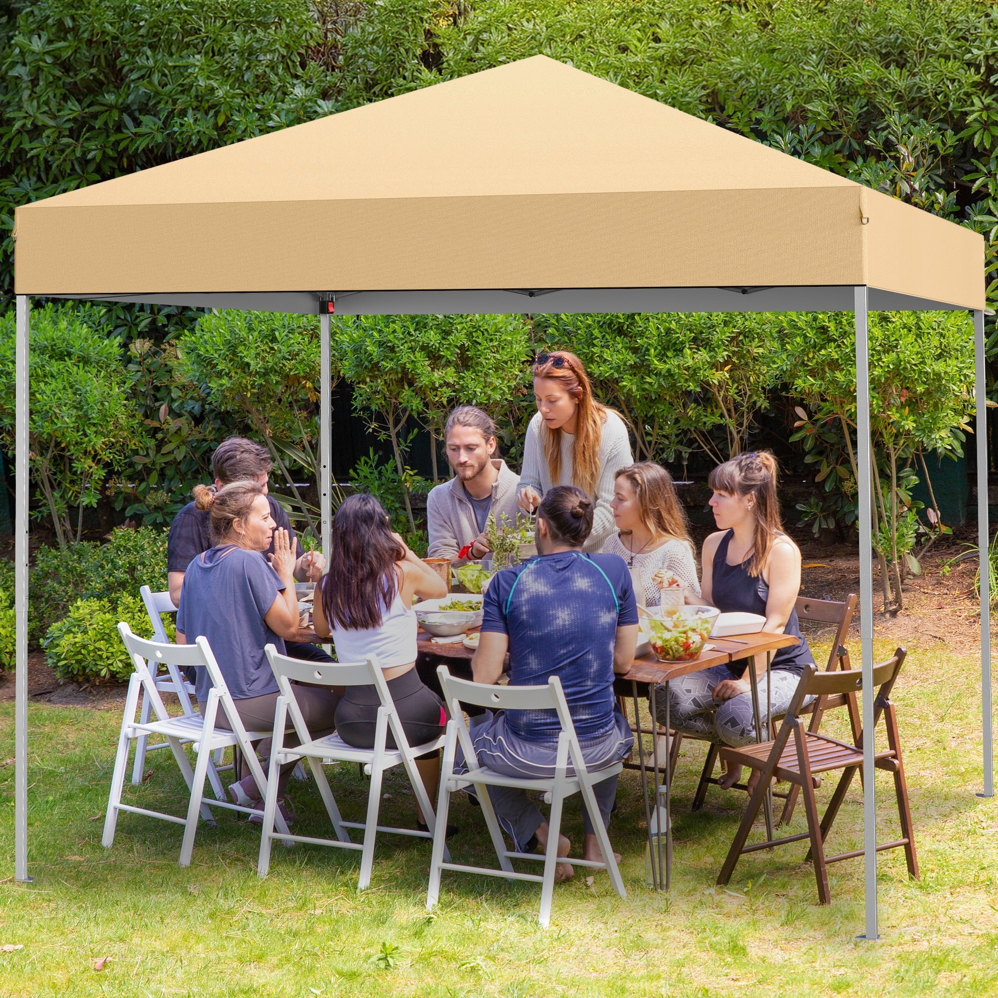 GVDV Canopy Tent, 10x10 Ft Easy Pop up Outdoor Canopy Tent, Portable Straight Leg Gazebo Instant Canopy, Blue