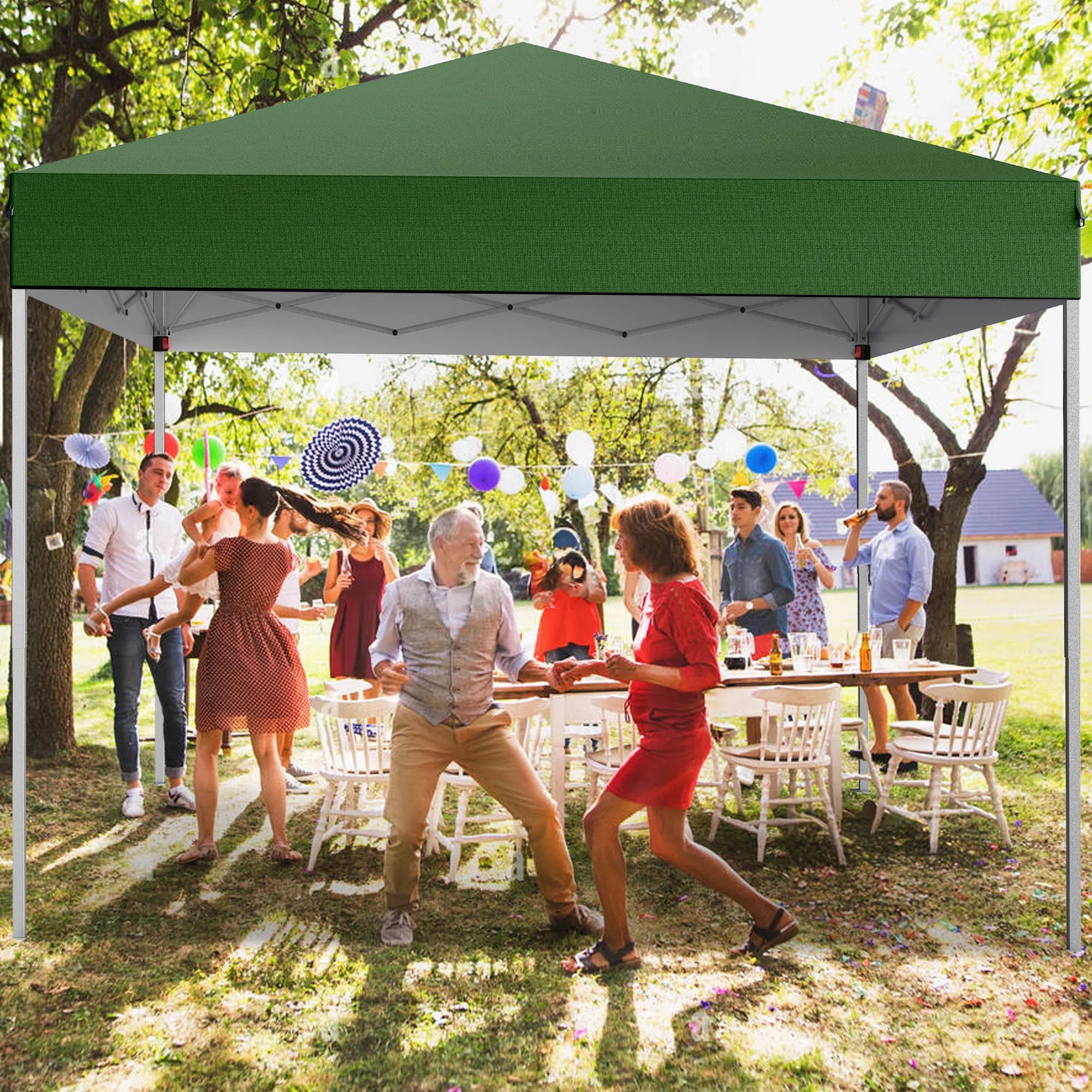 GVDV Canopy Tent, 10x10 Ft Easy Pop up Outdoor Canopy Tent, Portable Straight Leg Gazebo Instant Canopy, Blue