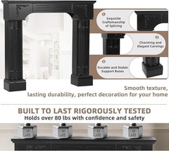 EPICOZY 43.3" Fireplace Mantel, Freestanding Fireplace Surround with Leg for Electric Fireplaces, MDF Mantel Surround with Shelf for Living Room with Decorative Pattern, Anti - Tipping & Waterproof