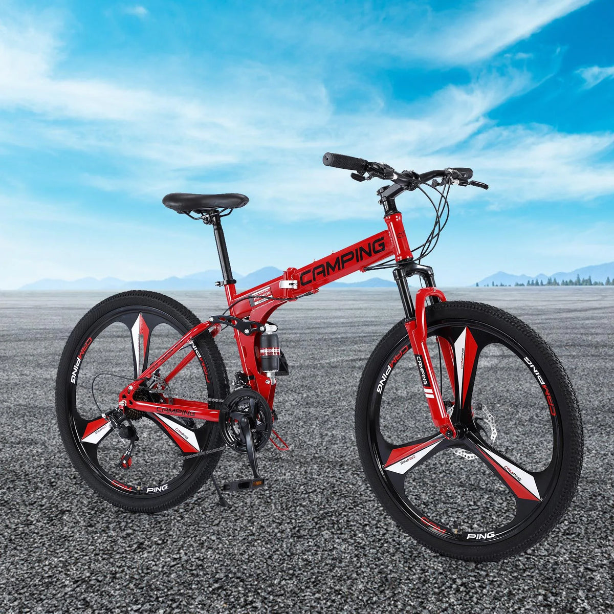 Zimtown 26" Folding Mountain Bike, Shimano 21 Speed MTB Bicycle for Adults, Black