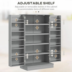 Spaco 17 - Tier Kitchen Small Pantry Cabinet with 2 Doors and 6 Adjustable Shelves, Cabinet Pantry, Freestanding 5 - Tier Shelving Pantries for Kitchen Storage, Gray
