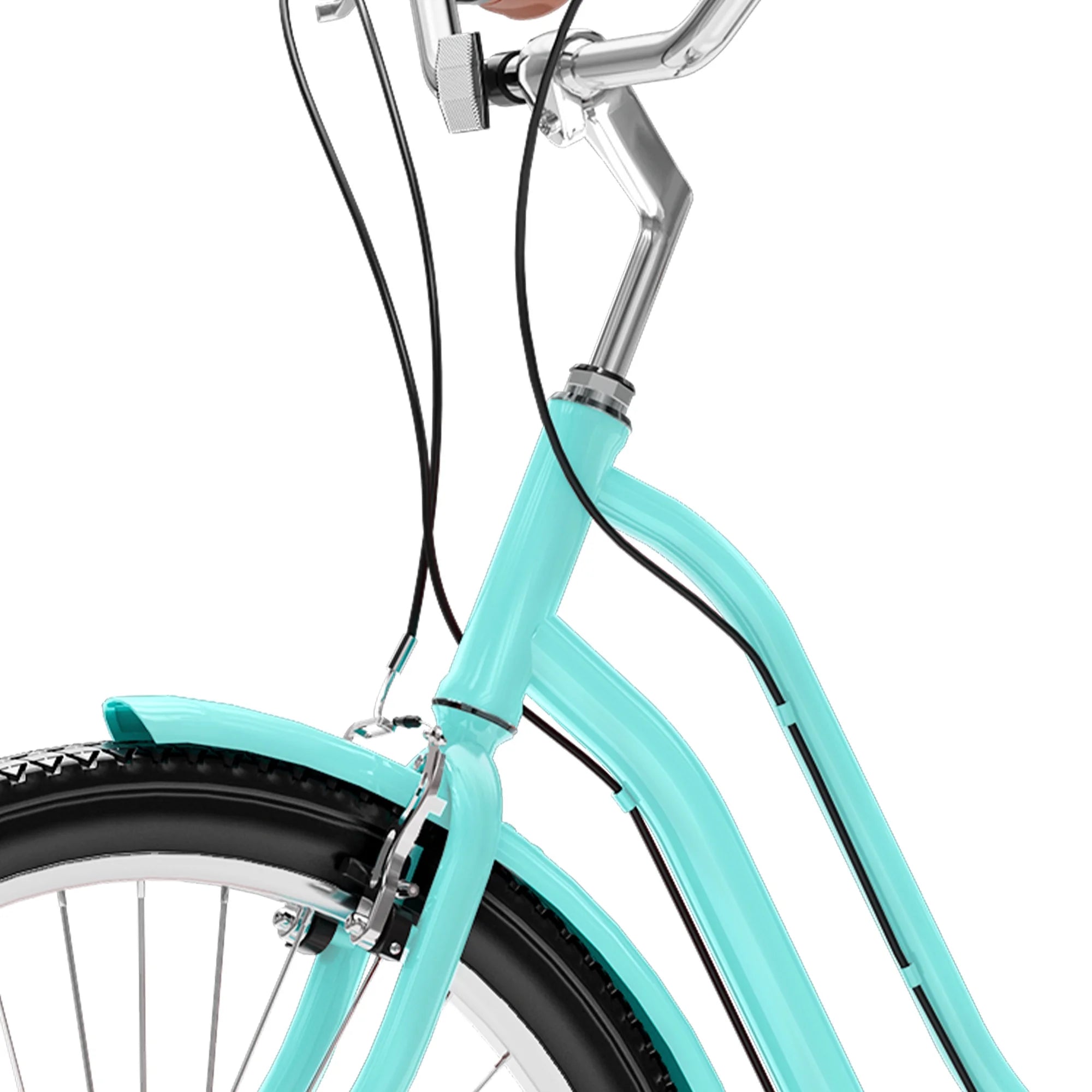 Uforic24'' Beach Cruiser Bike, 7 - Speed, Step - Through Bicycle for Men & Women, Steel Frame, Mint Green
