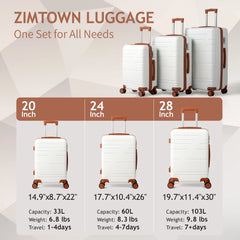 Zimtown Luggage 3 Piece Set Suitcase ABS Hardside Lightweight with TSA Lock Spinner Wheels, Beige