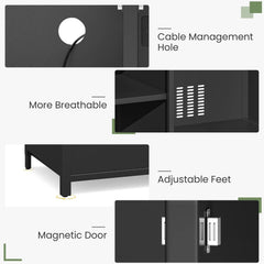 AECOJOY Outdoor Storage Cabinet with TV Mount for 40–85 Inch TVs, Outdoor TV Stand with Storage Cabinet Waterproof