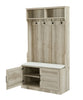 Entryway Hall Tree with Storage Bench, Wooden Coat Rack with Sponge Pad and 4 Dual Hooks, Storage Shelf Organizer with 2 - Door Cabinet for Entryway, Bedroom, Easy to Assemble
