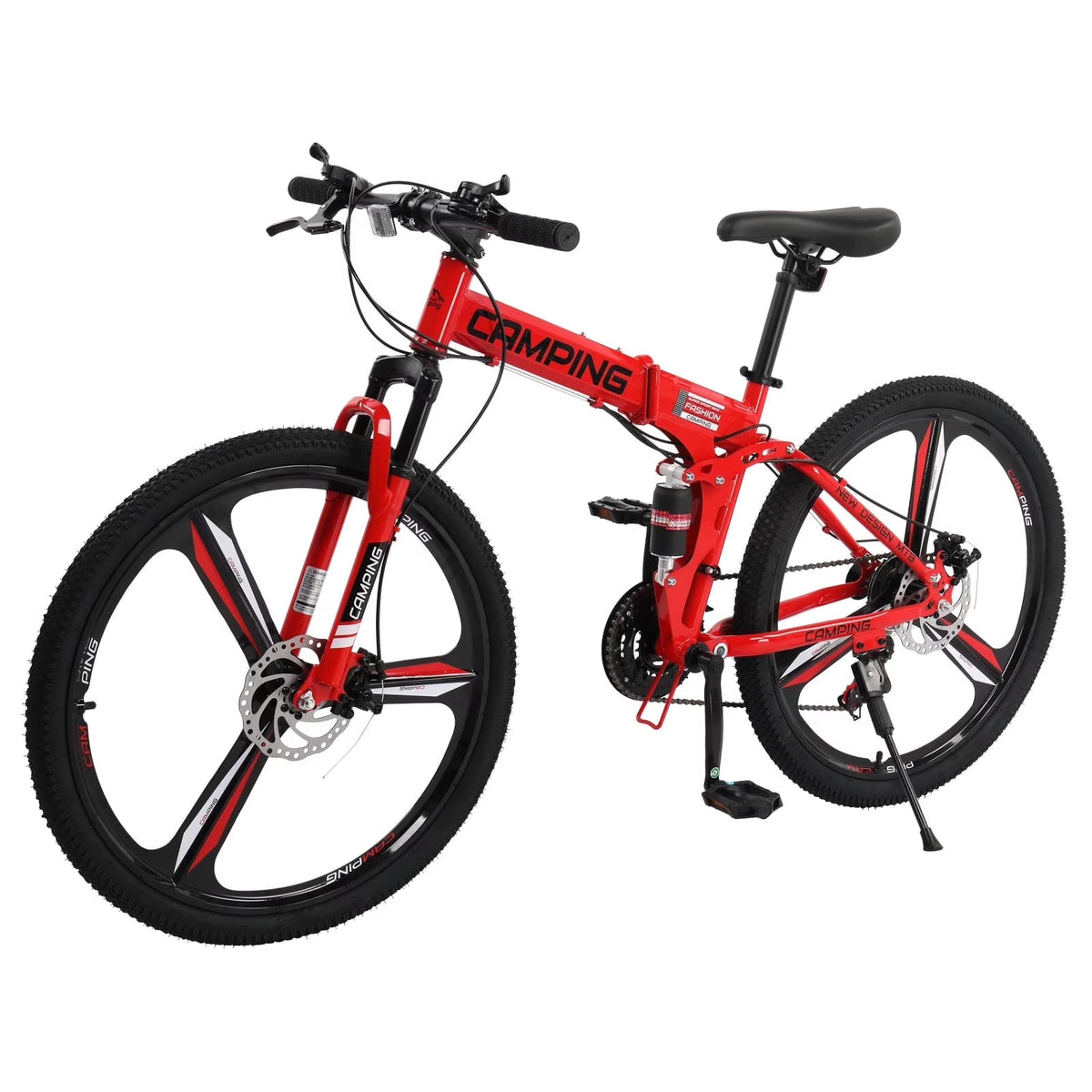 Zimtown 26" Folding Mountain Bike, Shimano 21 Speed MTB Bicycle for Adults, Black