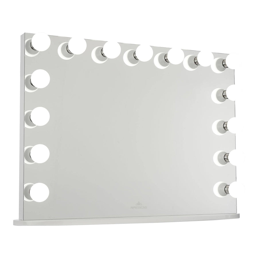 Hollywood Premiere Pro Makeup Mirror with 15 Frosted LED Bulbs Dressing Mirror with Standing Base Impressions Vanity �{ Company Finish: White