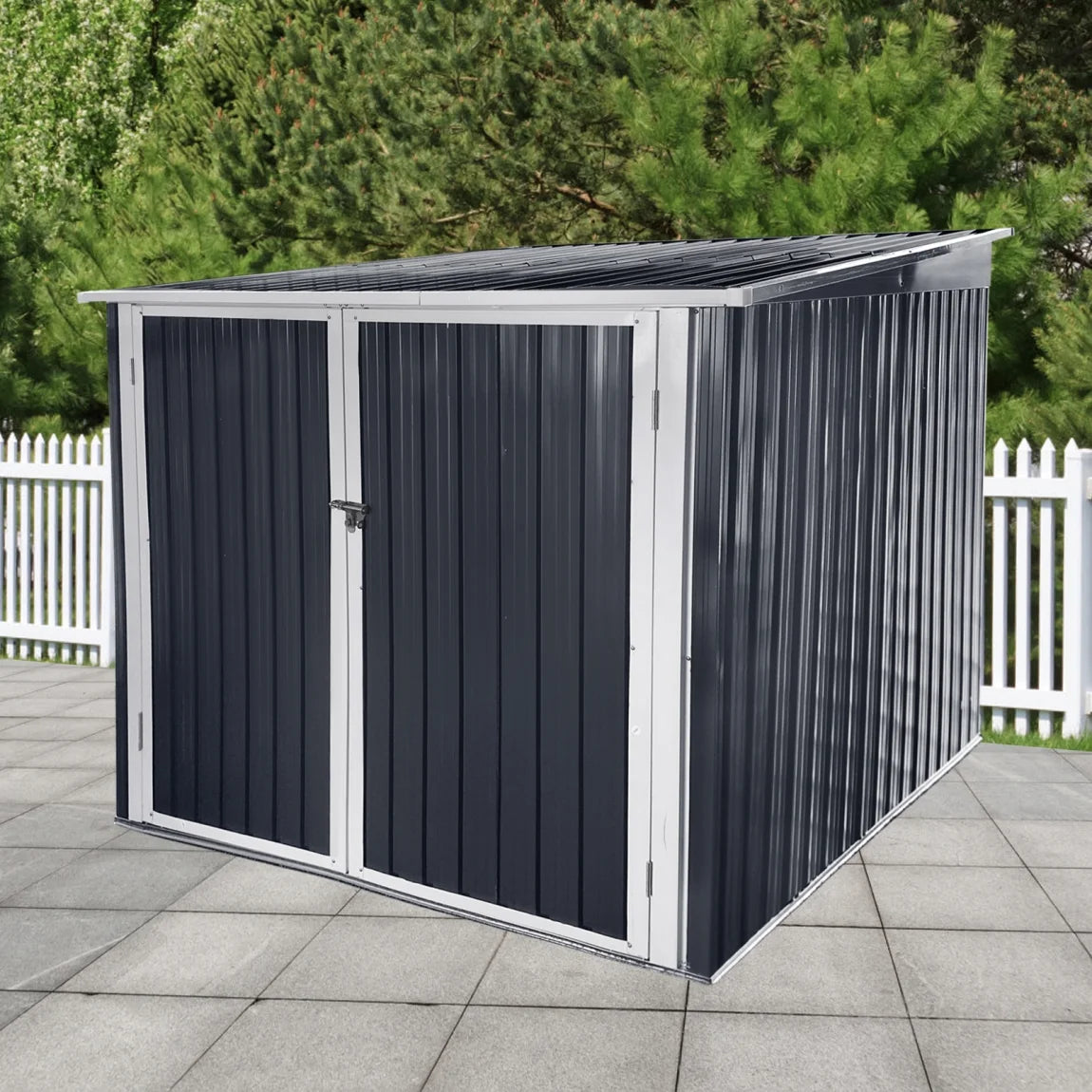 6.3' x 6.1' Outdoor Storage Shed Clearance, Metal Outdoor Storage Cabinet with Double Lockable Doors, Waterproof Tool Shed, Stores 4 Bikes, Backyard Shed for Garden, Patio, Lawn