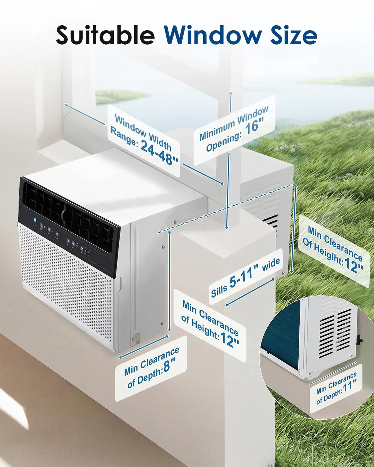 AECOJOY 10000 BTU Window Air Conditioner, Energy-Saving Window AC Unit, Cools up to 250 Sq. Ft.