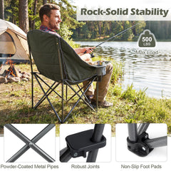 Tangkula Camping Chair | Portable Oversized Outdoor Folding Camp Chair with Padded Seat