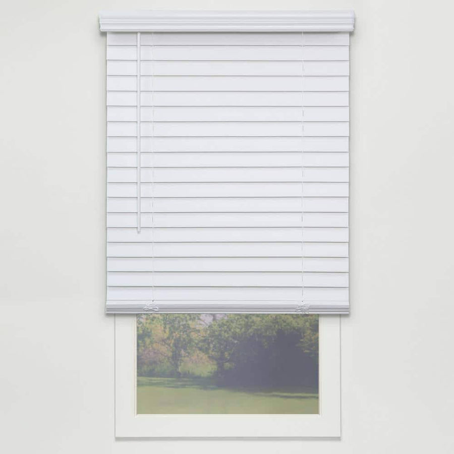 Perfect Lift Window Treatment Cut-to-Width White 2in. Cordless Faux Wood Blind - 22in. W x 72in. L Actual Size: 22in. W x 72in.