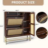 AECOJOY Rattan Shoe Cabinet with 3 Flip Drawers, Free Standing Shoe Storage Organizer with Adjustable Shelves, Fits 13 Shoes