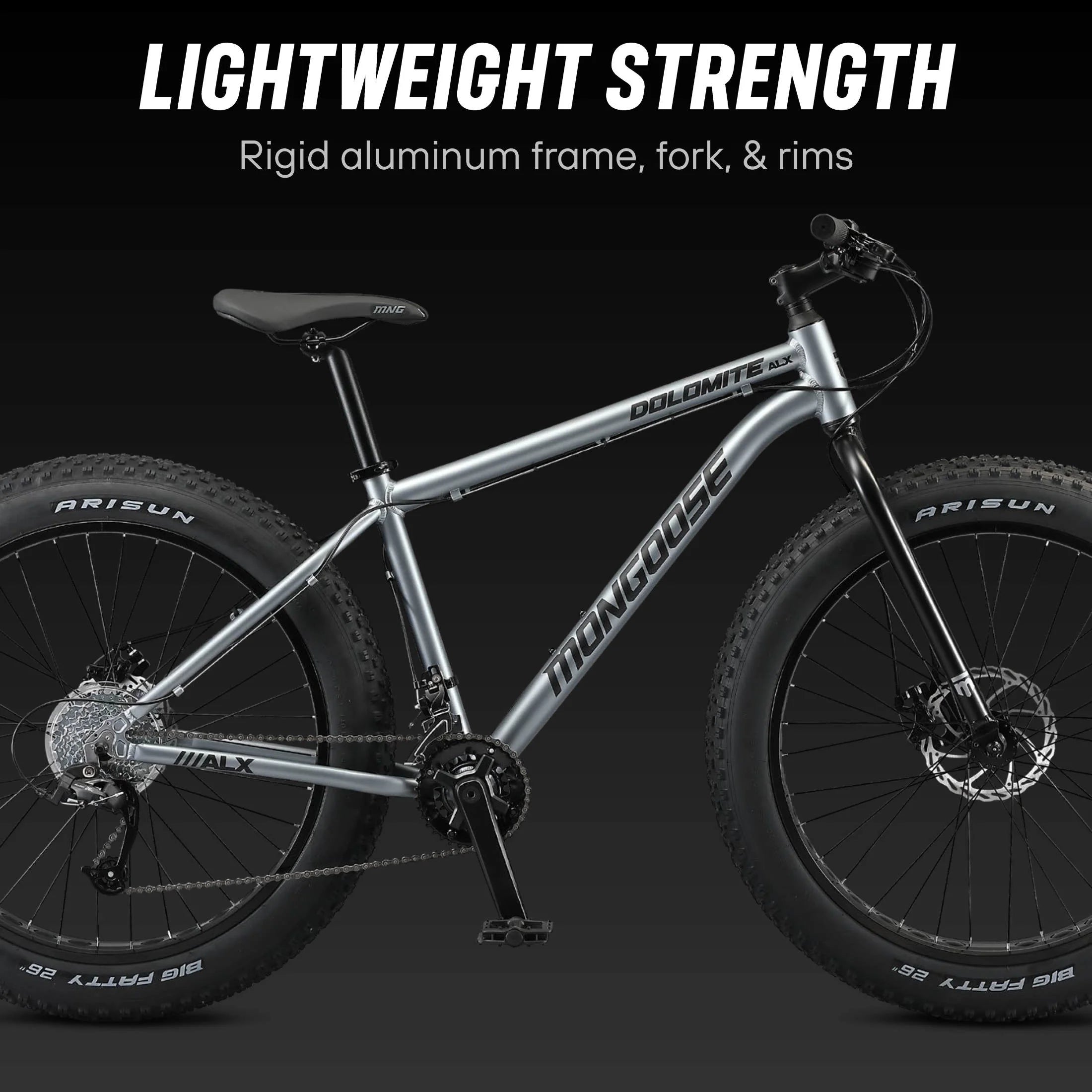 26" Mongoose Dolomite ALX Unisex Fat Tire Mountain Bike, Gray, Ages 12+