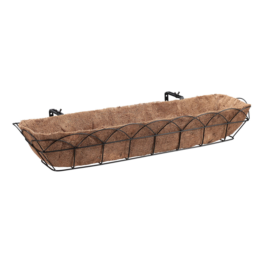 Mainstays Arches Metal Window Box with Coco-Fiber Liner - Black - 30 in