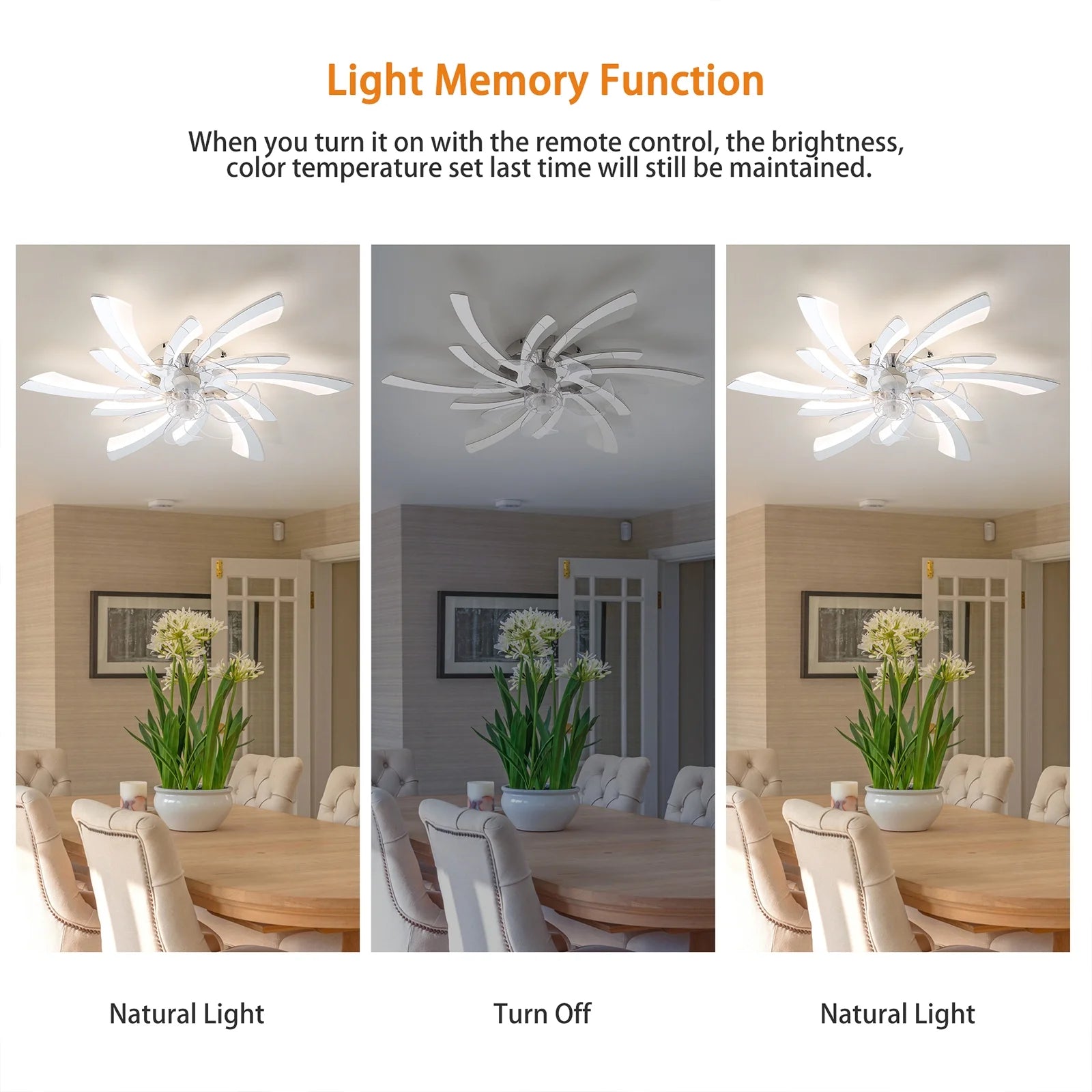 Garwarm Dimmable Ceiling Fan with Light and Remote Control, 27" Small Flush Mounted Ceiling Fan with LED Lights, APP and Remote Controlled, Modern, White