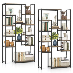 Tangkula 71” Tall Bookshelf 12 Storage Shelves Heavy-Duty Metal Frame Modern Freestanding Plant Display Rack
