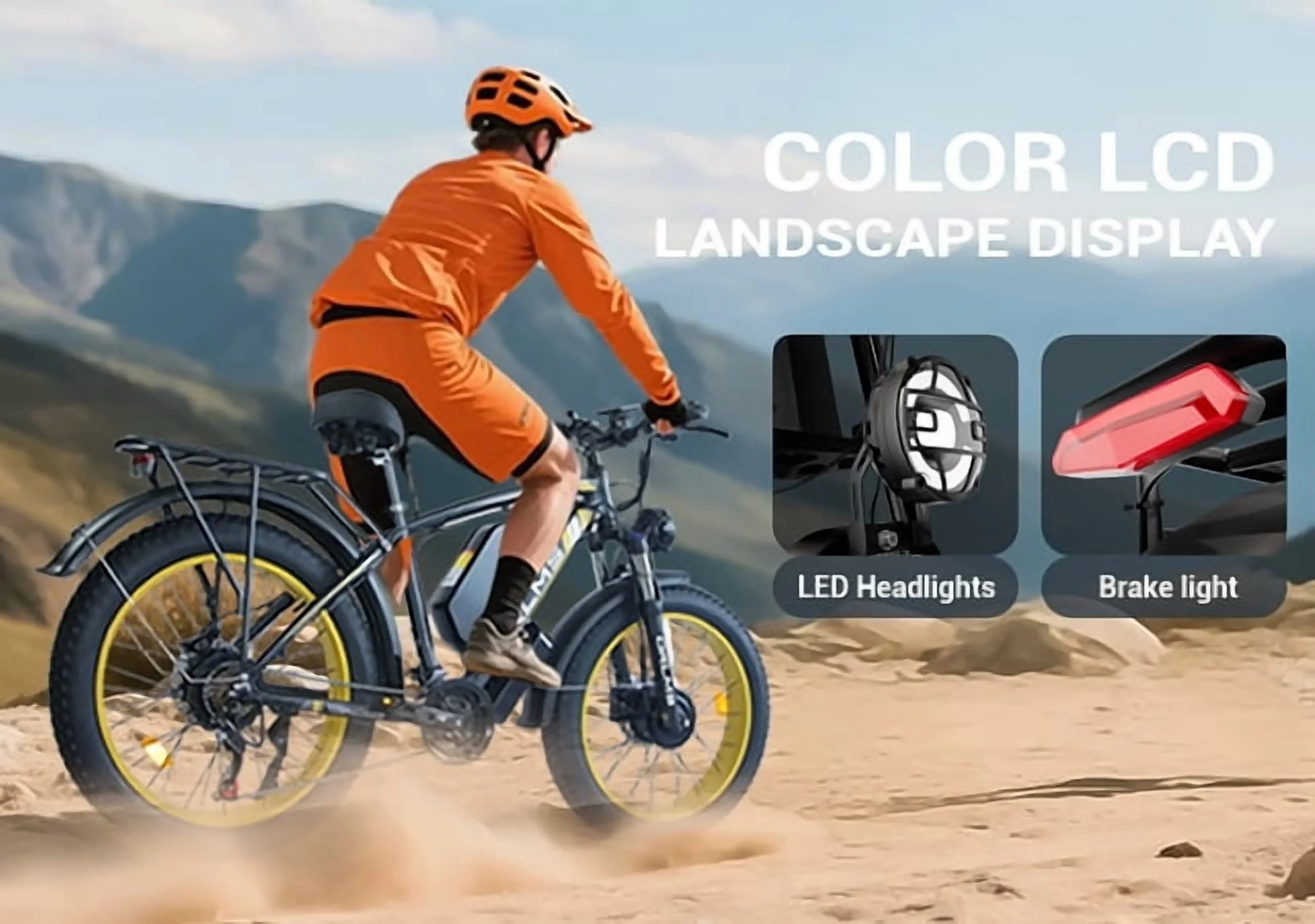 5000w Peak Dual Motor Electric Bike, 26" Fat Tire Shimano 21 Speed 45 MPH Commuter Mtb, 60V 25AH Front Suspension Ebike