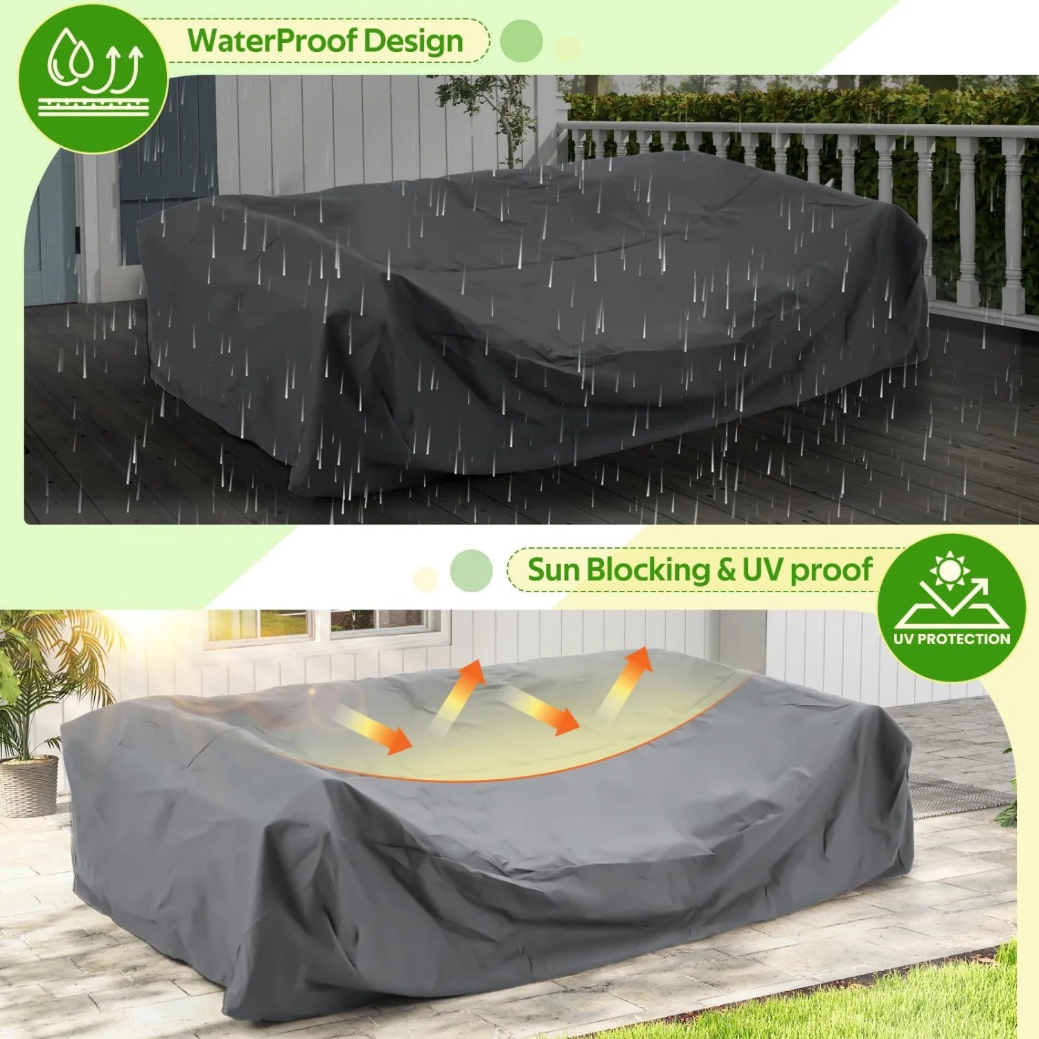 AECOJOY 4 Piece Metal Patio Furniture Set with Waterproof Cover, Convertible Outdoor Daybed with Coffee Table