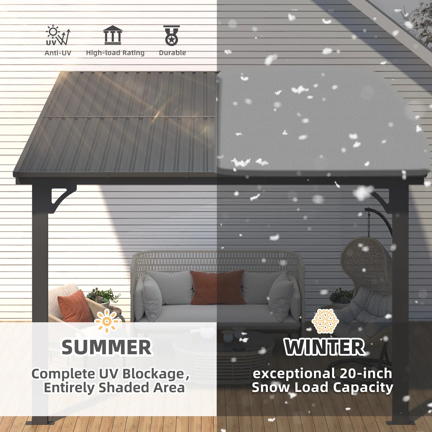 AECOJOY 10x10 Outdoor Hardtop Gazebo Adjustable Height (6.5-9.8Ft) Pergola for Patio
