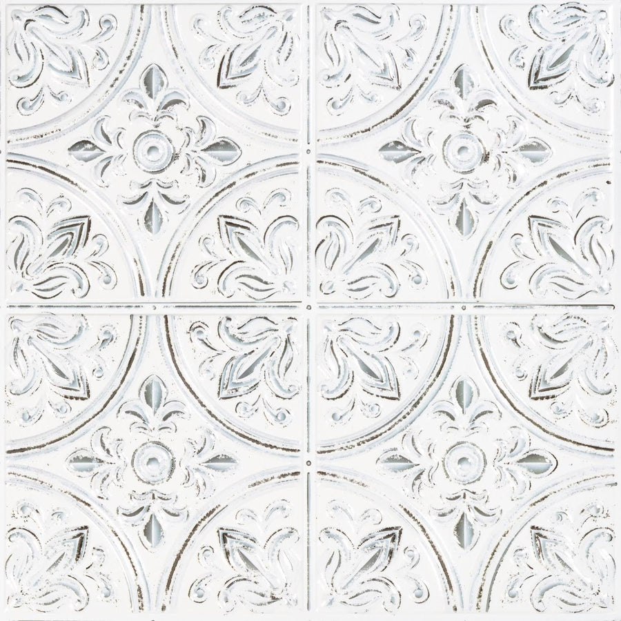 RoomMates Peel and Stick Tile Backsplash White Tin