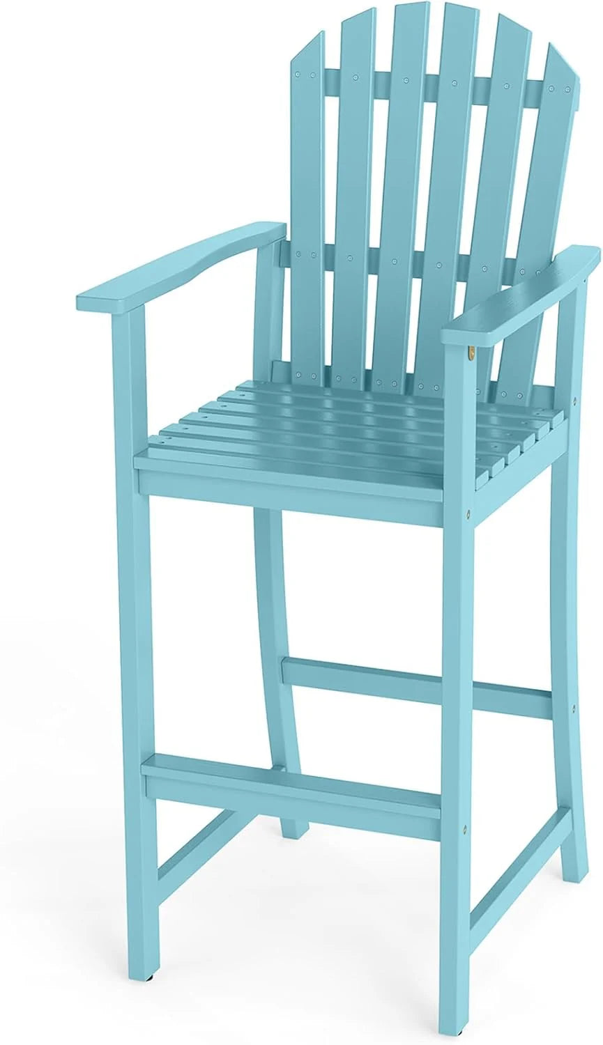 Tangkula Tall Adirondack Chair | Outdoor Acacia Wood Bar Stool with Back