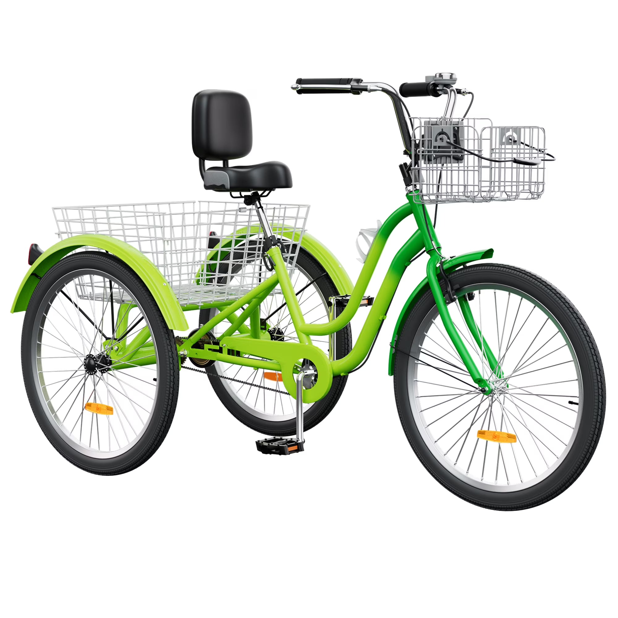 Dextrus 24 in 3 - Wheel Bike, Single Speed Adult Trike, Low Step - Through Cruiser with Front & Rear Baskets, Large Adjustable Seat with Backrest for Seniors, Men, and Women (Purple)