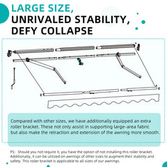 AECOJOY 16'x10' Manual Retractable Awning Sun Shade, Patio Awning Canopy