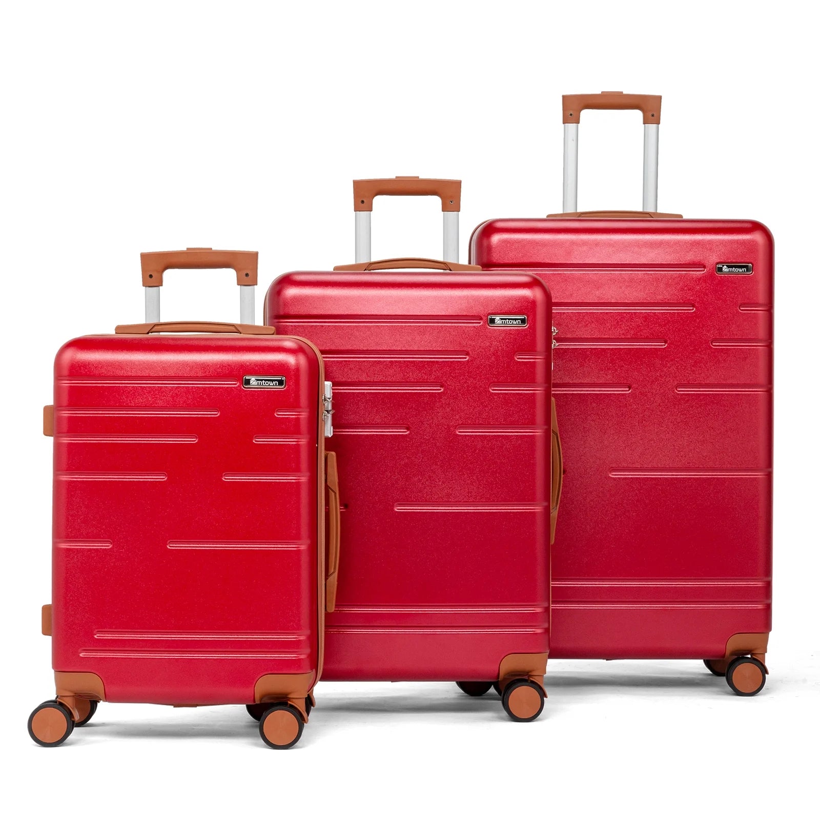 Zimtown Luggage 3 Piece Set Suitcase ABS Hardside Lightweight with TSA Lock Spinner Wheels, Beige