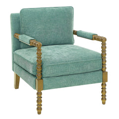 Pioneer Woman Harper Spindle Accent Chair, Jade Fabric Upholstery