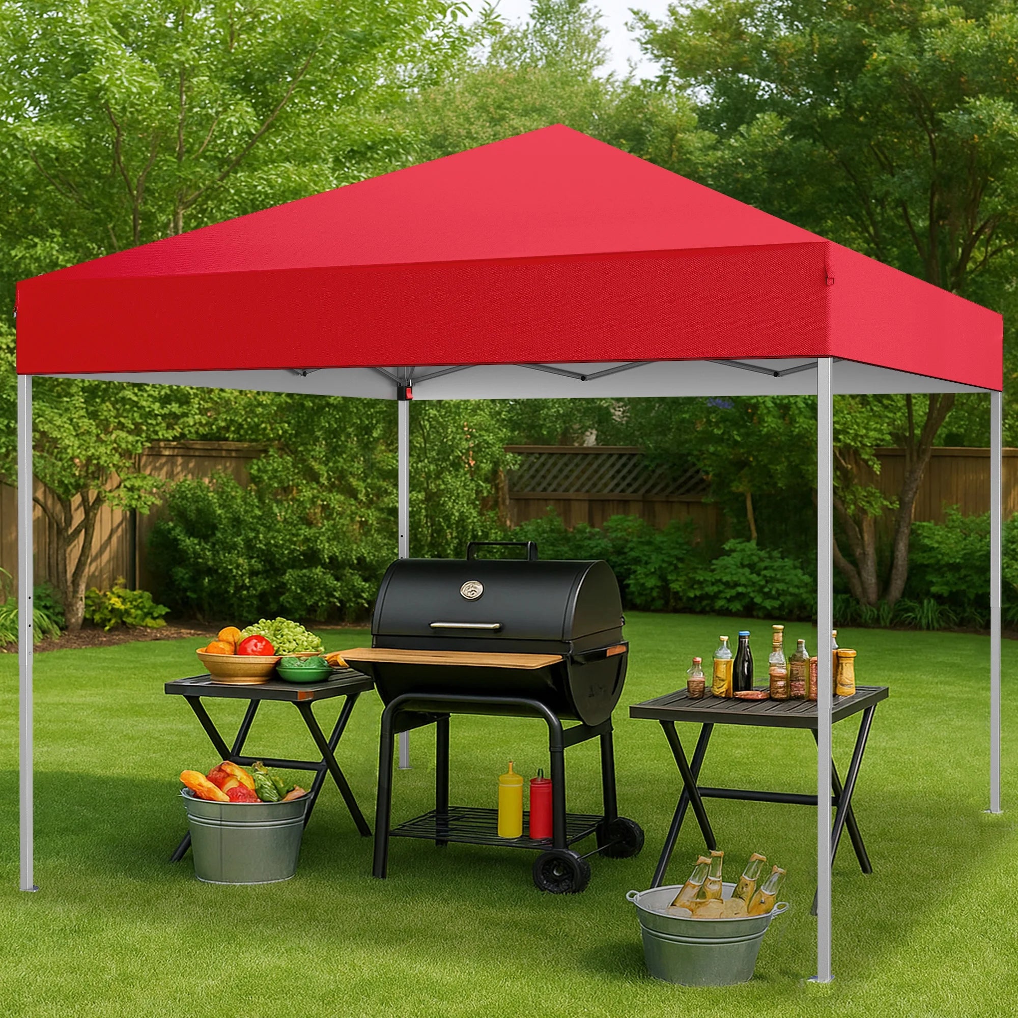 GVDV Canopy Tent, 10x10 Ft Easy Pop up Outdoor Canopy Tent, Portable Straight Leg Gazebo Instant Canopy, Blue