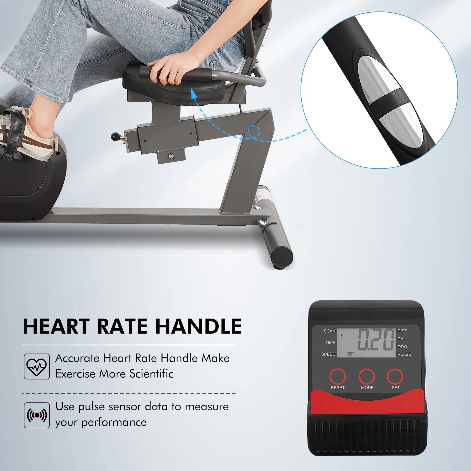 Maxkare Recumbent Exercise Bike for Home Stationary Bike Sturdy Quiet 8 Levels Recumbent Bikes Large Comfortable Seat Heart Rate Handle & Ipad Holder for Gym Seniors Adults