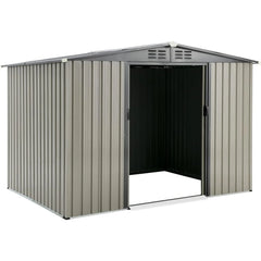 AECOJOY 8x6 Ft Outdoor Storage Tool Shed, Gray